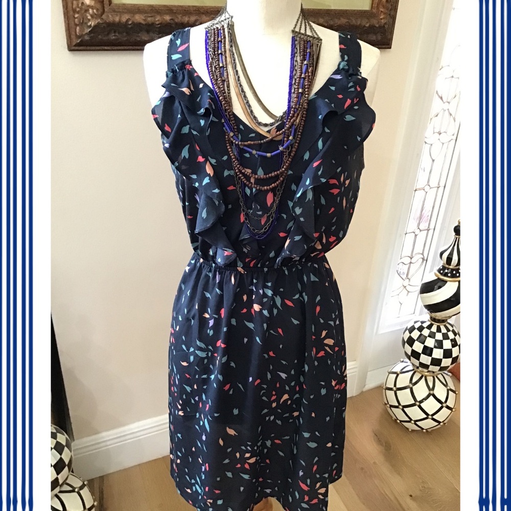 Mossimo Supply Co. Navy Blue Patterned Mini Dress